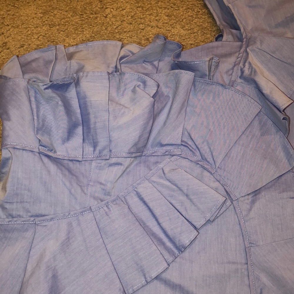 NY&CO chambray one shoulder top Sz L - Picture 4 of 8